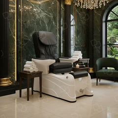 Pedicure Station Salon Spa Chair Black & White - Pedicure chair for salon - Dayjour - UAE