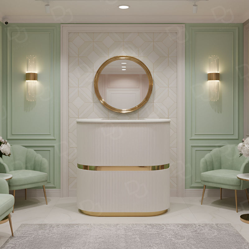 Salon Reception Counter Desk Cream - Premium salon reception desk - Spa reception counter - Dayjour -UAE