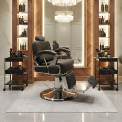 Chrome and Black Barber Chair for Gents Salon - Barber chair in UAE - Dayjour