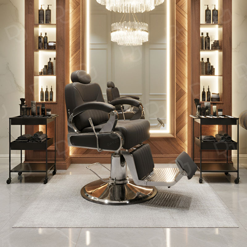 Chrome and Black Barber Chair for Gents Salon - Barber chair in UAE - Dayjour
