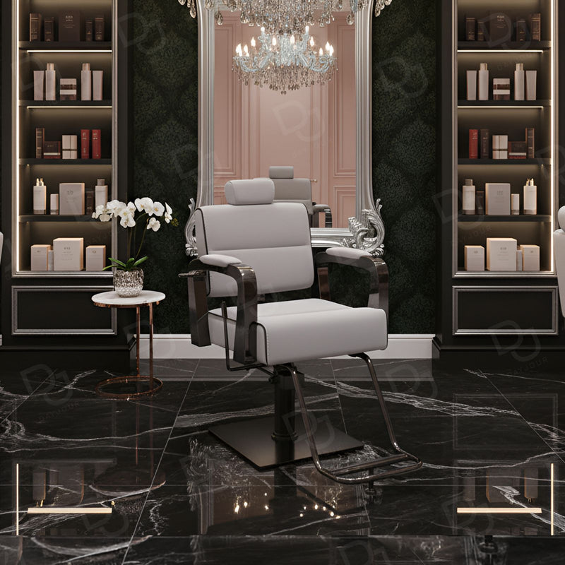 Beauty Salon Ladies Chair Silver and Black - Ladies salon make up chair - Dayjour - UAE