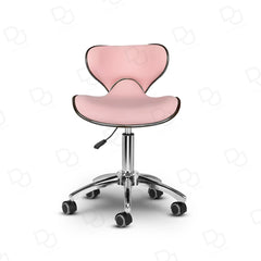 Salon Spa Swivel Stool with Backrest Pink & Silver - salon stool - spa tool - Dayjour - UAE - Pink salon furniture