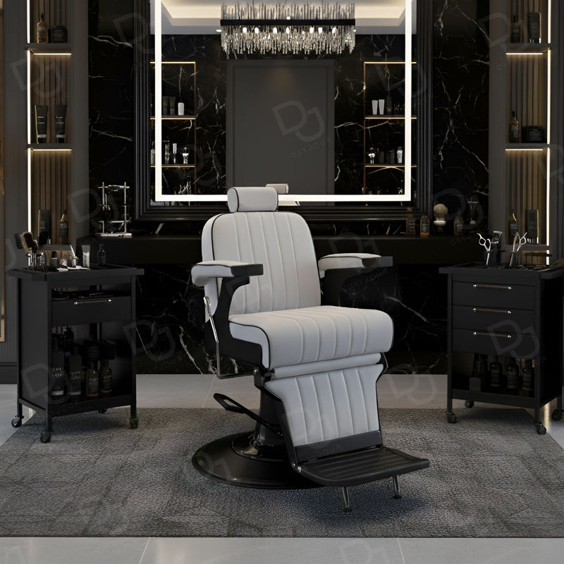 Barber Gents Salon Chair Silver and Black - Gents salon furniture in UAE - Dayjour