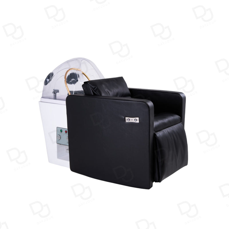 Salon Spa Black Electric Hair Washing Shampoo Chair with Steamer - Salon air treatment and washing chair - Dayjour - UAE