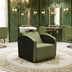 Salon Spa Professional Hair Washing Shampoo Chair Green - Shampoo chair for salon - Hair washing chair - Ladies salon furniture in UAE - Dayjour