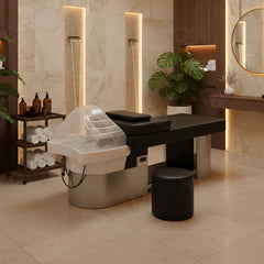 Black Silver Premium Electric Hair Washing Shampoo Chair Japanese Massage Bed with Stool - Massage bed - Dayjour - UAE