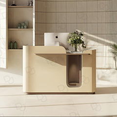 Modern Beige Salon Reception Desk with Integrated Lighting - salon reception desk Qatar - Reception desk online - Dayjour - UAE