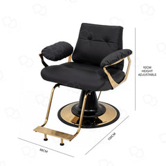Luxury Black & Gold Ladies Hair Styling Chair for Professional Salons