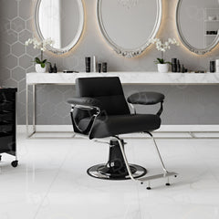 Professional Black & Silver Ladies Hair Styling Chair for Salons - Ladies salon furniture UAE - Dayjour