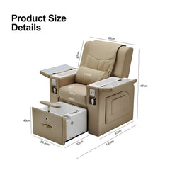 Khaki(Beige) Massage Chair for Pedicure & Manicure with Sliding Foot Bath – Premium Spa & Salon Solution