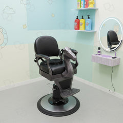 Kids Horse Barber Chair – Black Leather Vintage Style with Hydraulic Base - Dayjour - Salon Kids Barber Chair - UAE