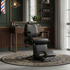 Professional Gents Barber Chair – Black Reclining Hydraulic Salon Chair - Professional Barber Chair - Black Barber Chair - Dayjour - UAE