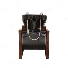Salon Hair Washing Chair – Shine Brown Upholstery with Black Ceramic Basin - hair washing chair for salon spa - Dayjour - UAE