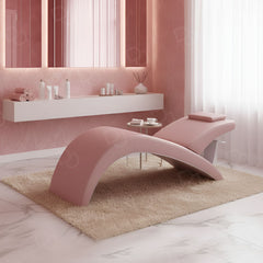 Luxury pink lash extension bed with soft cushion and curved structure - eyelash bed in UAE - Beauty bed - Dayjour - UAE - Treatment bed for beauty clinic in Saudi Arabia