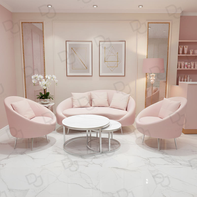 Mariani Luxury Pink Office Reception Sofa Set with Marble Table - Reception sofa with table - Dayjour - UAE