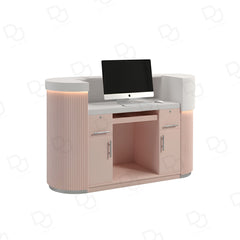Luxury Pink Salon Reception Desk with LED Light & Storage - Salon furniture in UAE - Pink reception desk - Dayjour - Salon interior in Oman