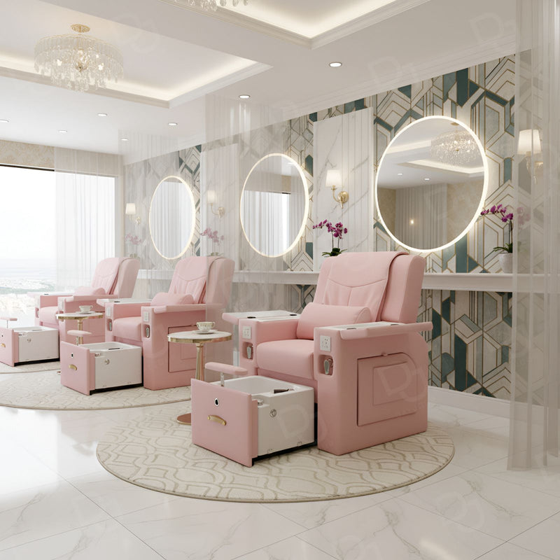 Multi-Functional Pink Pedicure & Manicure Massage Chair with Pull-Out Foot Bath | Professional Salon & Spa Equipment - Manicure pedicure chair in UAE - pink salon furniture Saudi Arabia - Nail salon furniture Qatar - ladies salon furniture Bahrain - Dayjour