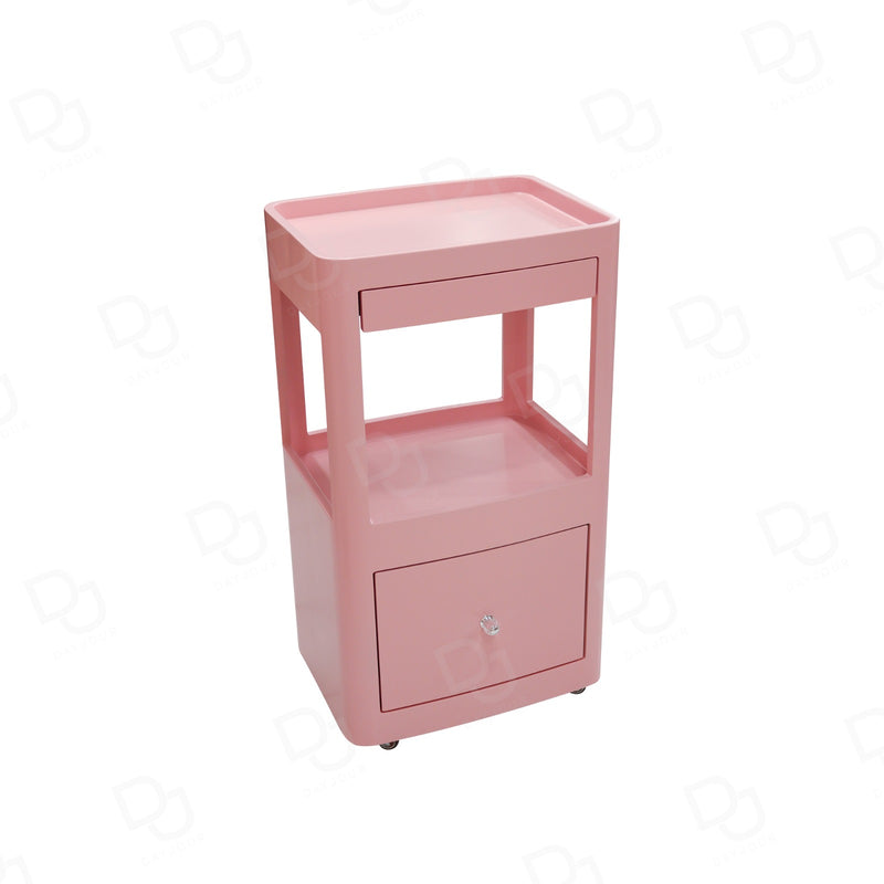 Pink Salon Storage Trolley with Drawers | Professional Beauty & Spa Organizer Cart - Salon Trolley - Pink salon storage cart - Dayjour - UAE