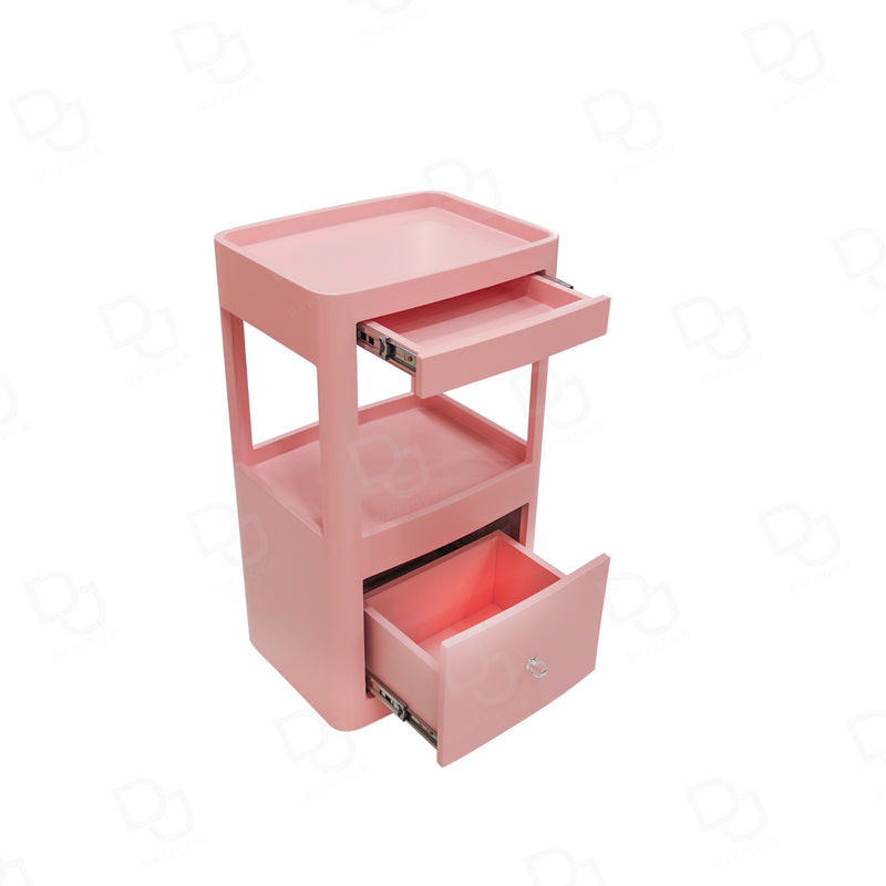 Pink Salon Storage Trolley with Drawers | Professional Beauty & Spa Organizer Cart - Salon Trolley - Pink salon storage cart - Dayjour - UAE