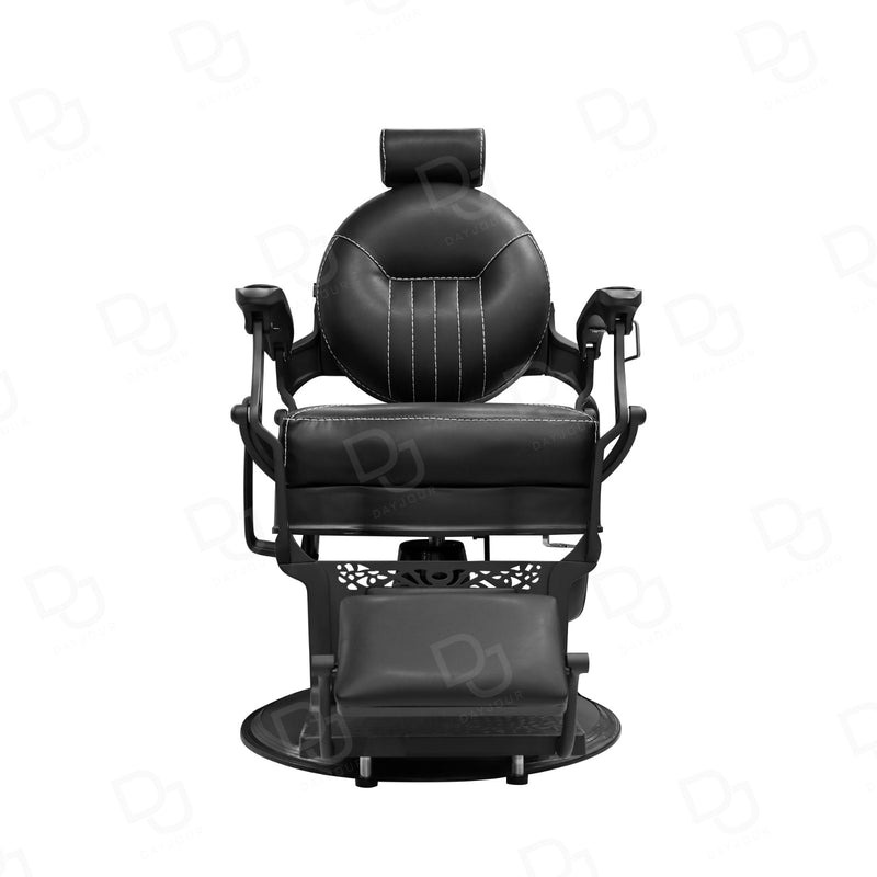 luxury professional barber chair in black with hydraulic lift and adjustable headrest, salon chair UAE