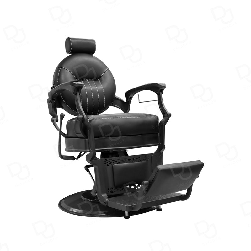 salon barber chair featuring premium black leatherette finish and durable metal base, UAE salon furniture