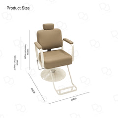 Khaki Brown Ladies Reclining Styling Chair – Hydraulic Salon Chair with Cream Base - Ladies facial chair - Ladies salon treatment chair in UAE - Dayjour
