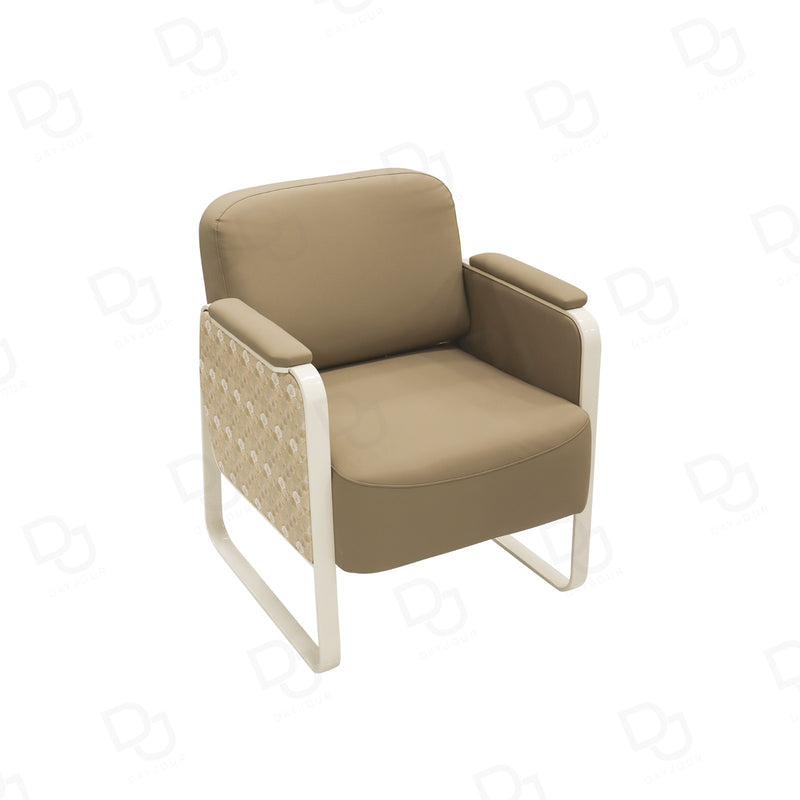 Khaki Brown Salon Waiting Chair – Comfortable Reception Seating - Reception waiting chair for salon - Ladies salon waiting chair - Dayjour - UAE