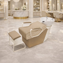 Khaki Brown Hair Washing Chair – Salon Shampoo Unit - Shampoo unit for ladies salon - Salon hair washing chair - Shampoo chair for ladies salon - Dayjour
