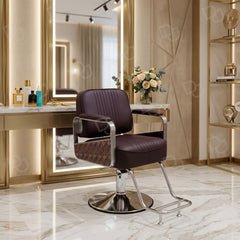 Ladies Salon Styling Chair Dark Chocolate Brown – Hydraulic Beauty Chair - ladies salon styling chair in Qatar - Hair cutting chair for salon - Hair styling chair - Salon furniture in Saudi  Dayjour - UAE