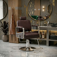 Reclining Hydraulic Salon Chair for Ladies – Dark Chocolate Brown - Reclining hair cutting chair - Barber chair in UAE - Dayjour - UAE