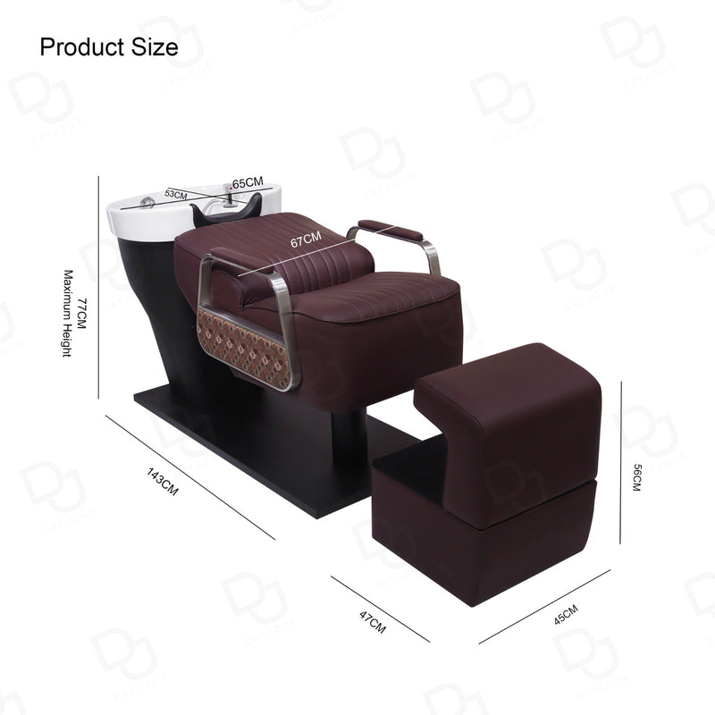 Dark Chocolate Brown Salon Shampoo Chair with Basin - hair washing chair - shampoo chair for salon - chair with head washing basin - Dayjour - UAE