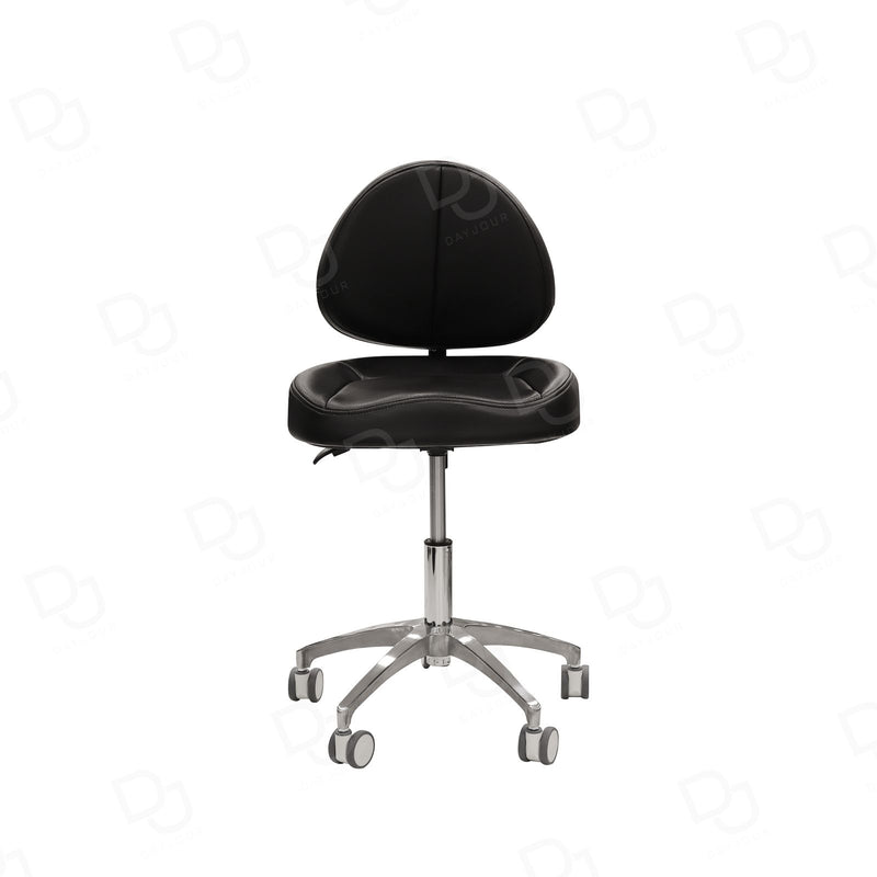 Black Hydraulic Swivel Salon Stool Chair with Reclining Backrest - Salon swivel stool - Technician stool chair in UAE - Dayjour