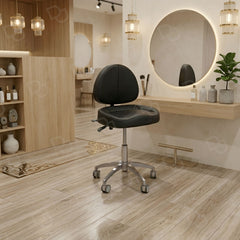 Black Hydraulic Swivel Salon Stool Chair with Reclining Backrest - Salon swivel stool - Technician stool chair in UAE - Dayjour