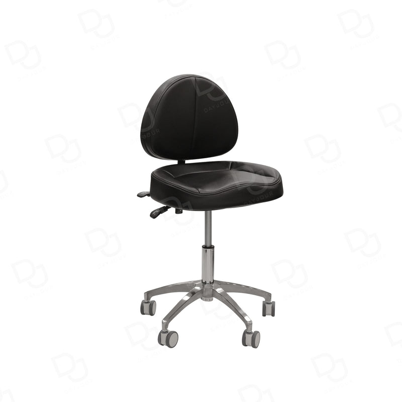 Black Hydraulic Swivel Salon Stool Chair with Reclining Backrest - Salon swivel stool - Technician stool chair in UAE - Dayjour
