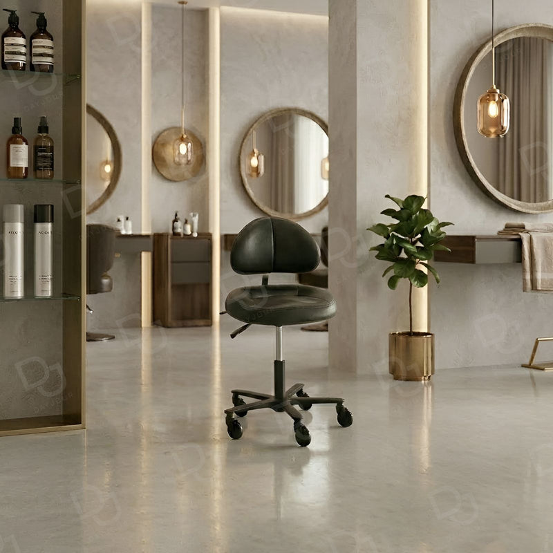 Black Hydraulic Reclining Salon Stool Chair with Backrest – Adjustable Spa & Beauty Technician Chair - Salon stool in Abu Dhabi - Dayjour - UAE