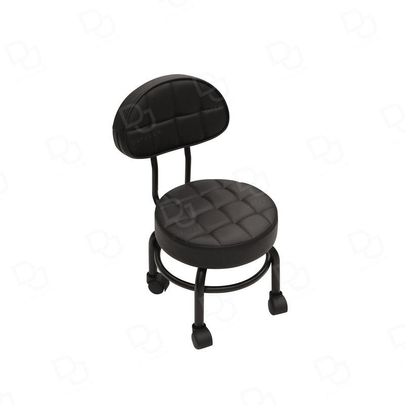 Professional Salon & Spa Rolling Black Stool Chair with Backrest - Nail salon stool - stool for workers - Dayjour - UAE