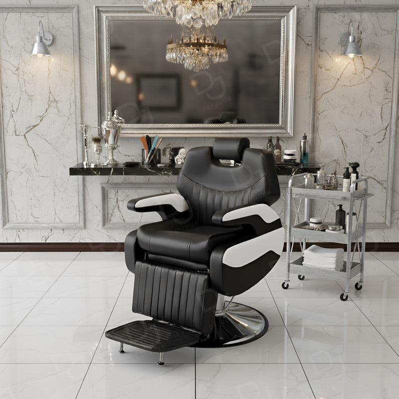 Professional Barber Gents Cutting Chair Black & White - barber gents chair in UAE - Hair cutting salon chair - Dayjour - UAE