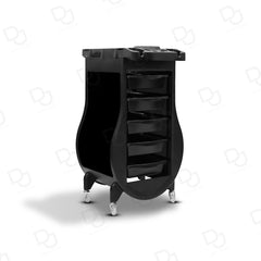 Professional Full Black Salon Trolley – 5-Drawer Hairdressing Cart with Tool Holder Workstation & Swivel Wheels - Salon trolley - Dayjour - UAE
