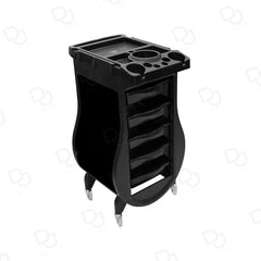 Professional Full Black Salon Trolley – 5-Drawer Hairdressing Cart with Tool Holder Workstation & Swivel Wheels - Salon trolley - Dayjour - UAE