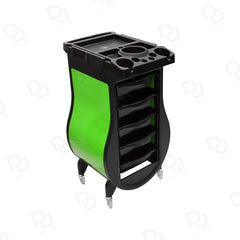 Professional Black & Green Salon Trolley – 5-Drawer Hairdressing Storage Cart with Tool Holder Top & 360° Wheels - Dayjour - Salon trolley in UAE - Trolley for spa in Abu Dhabi