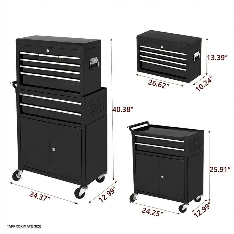 8 Drawer Lockable Salon Storage Trolley with Wheels | Professional Beauty Equipment Organizer – Black - lockable salon trolley - beauty clinic trolley with drawers - Dayjour - UAE