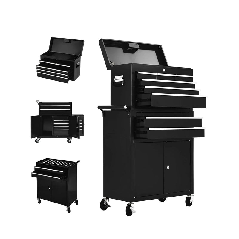 8 Drawer Lockable Salon Storage Trolley with Wheels | Professional Beauty Equipment Organizer – Black - lockable salon trolley - beauty clinic trolley with drawers - Dayjour - UAE
