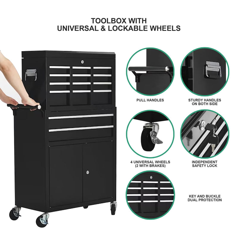 8 Drawer Lockable Salon Storage Trolley with Wheels | Professional Beauty Equipment Organizer – Black - lockable salon trolley - beauty clinic trolley with drawers - Dayjour - UAE