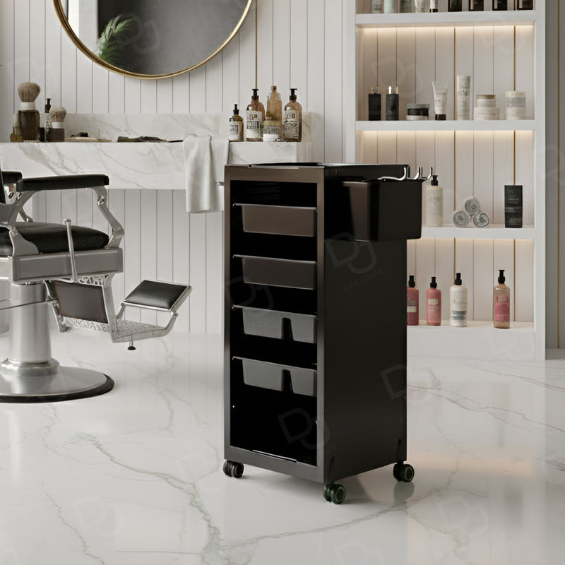 Professional Salon Trolley with Storage and Hair Dryer Holders Viva - Salon trolley with dryer hook - plastic salon trolley - Dayjour - UAE