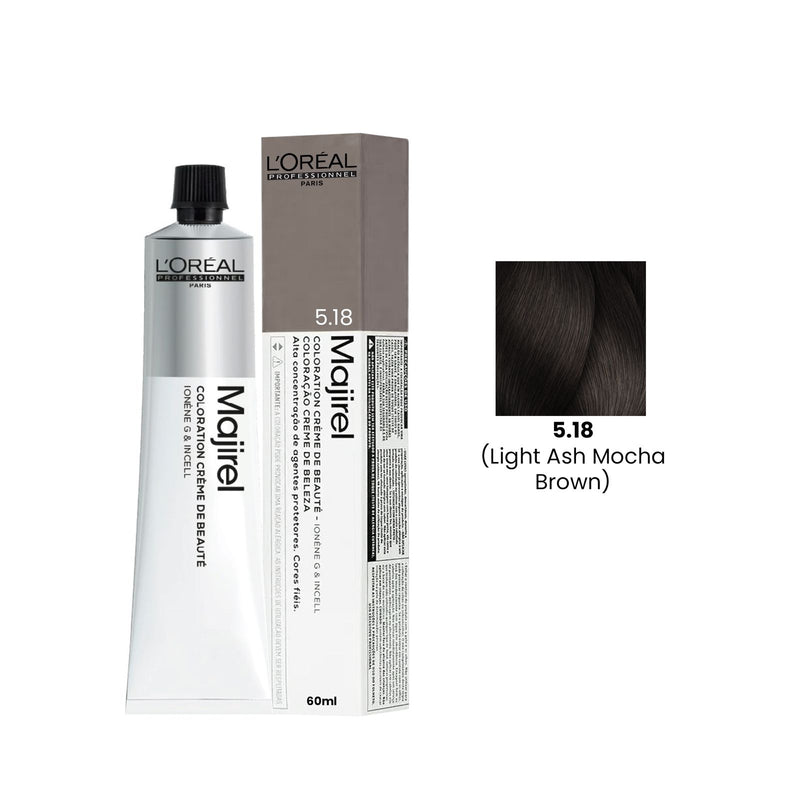 Loreal Professional Hair Color Majirel 60ml 5.18 Light Ash Mocha Brown - Majirel tube hair color - Professional hair color - Salon hair color by loreal - Dayjour - UAE