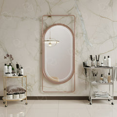 Salon Mirror Wall Mounted Rose Gold With LED Light - Salon mirror for luxury salon - Dayjour - UAE