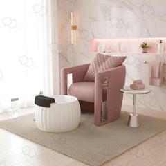 Oslo Pink Pedicure Spa Chair with Foot Basin – Modern Salon Pedicure Station - Pedicure station chair - Pedicure spa chair in UAE - Dayjour - UAE