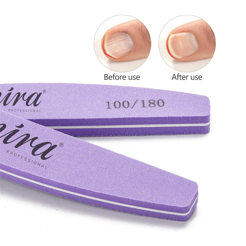 Mira nail file sponge half moon purple for salon and home use - Dayjour - UAE
