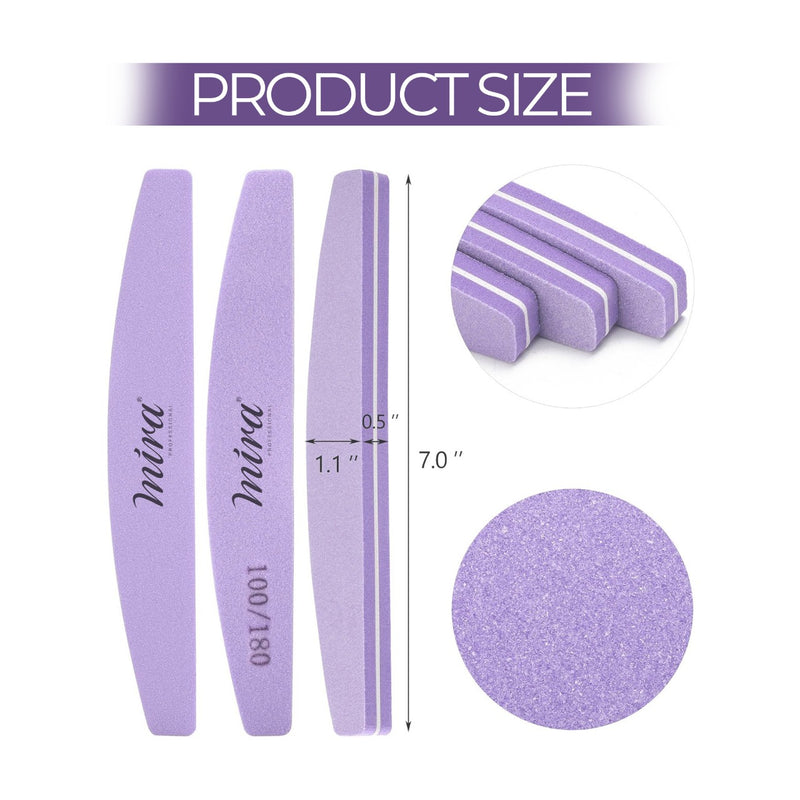 Mira nail file sponge half moon purple for salon and home use - Dayjour
