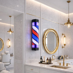 LED Rotating Barber Pole Outdoor Sign – Waterproof Illuminated Wall-Mount Barber Shop Light with Remote Control - Barber shop sign light - Barber pole in UAE - Dayjour